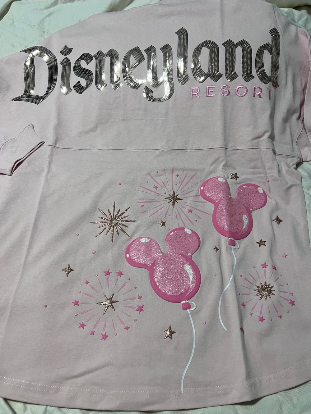 Disneyland pink Mickey ballon’s sequin spirit jersey XL